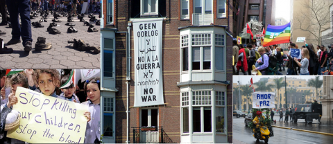 collage of pictures showing different protests and demonstrations