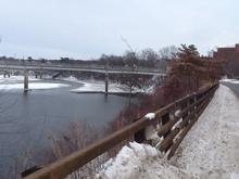 view of river and railing outside McIntyre Library